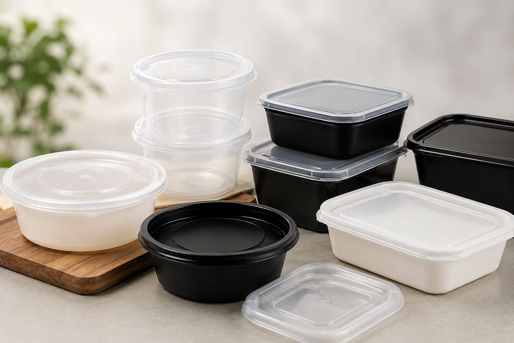 Plastic food containers with lids